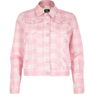 Pink Design Forum floral print denim jacket